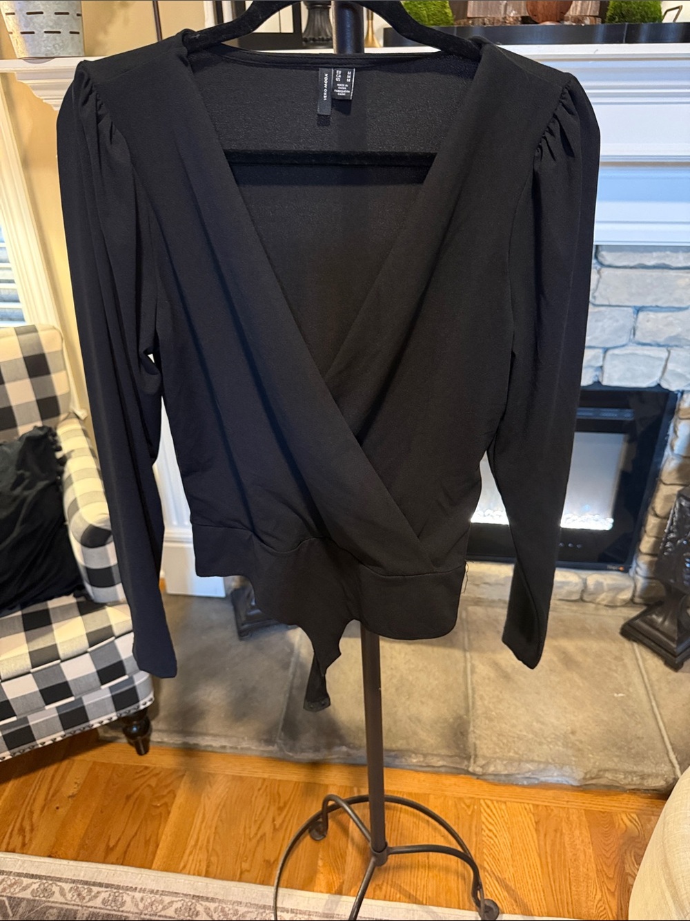 Vero Moda Black Long Sleeve Wrap Bodysuit